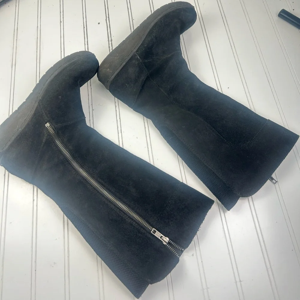Born Black Suede Brandenburg Stretch Panel Tall Boots Women’s Size 7